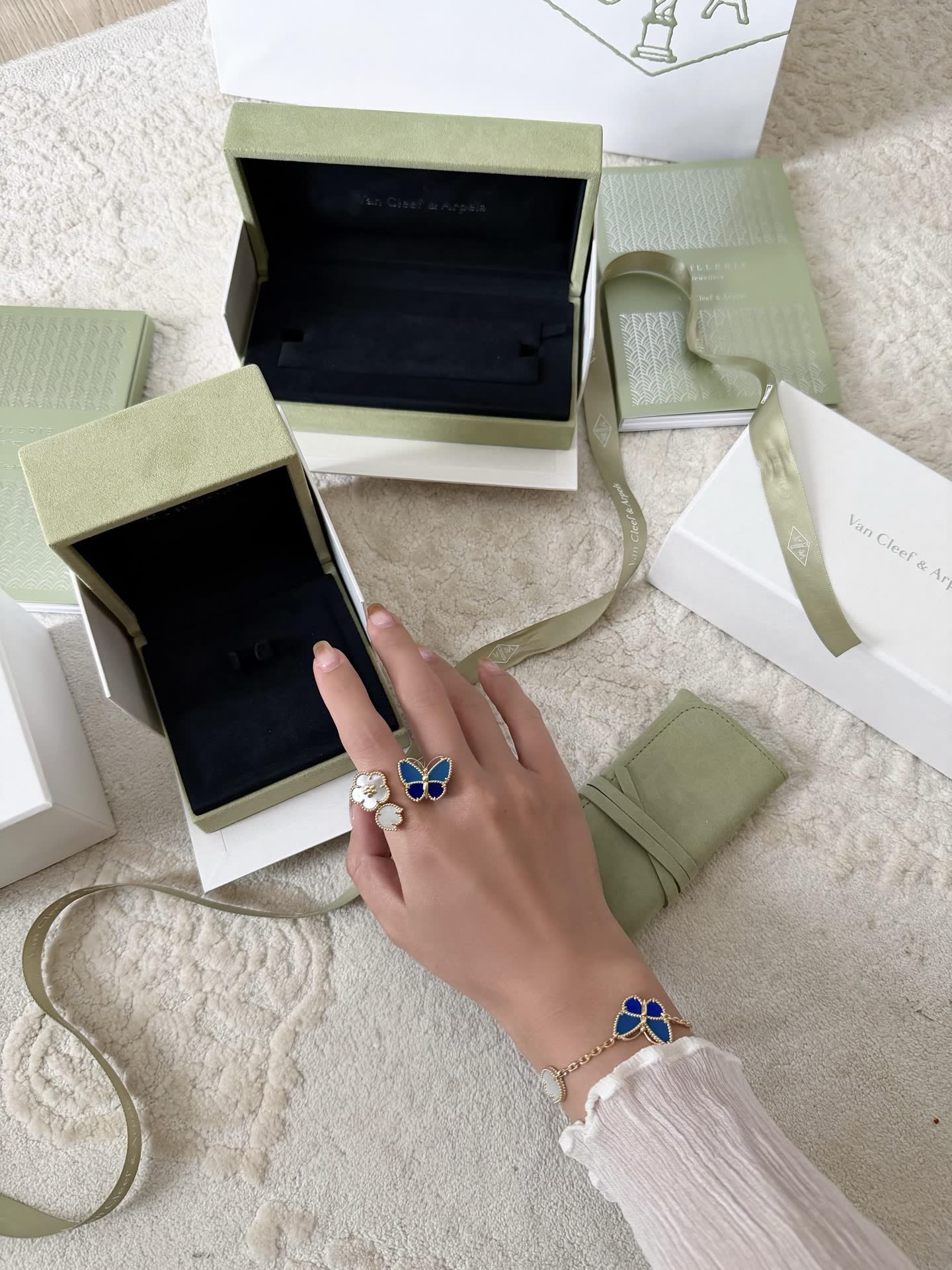 Van Cleef & Arpels Butterfly Ring and Bracelet Set